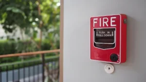 Warning devices like fire alarms and notifiers are triggered during fire incidents.
